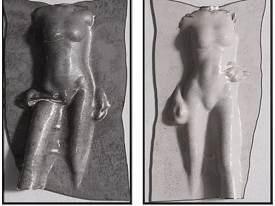 Abstract Painting Featuring Human Figure Sculptural Form With Textured Surface And Light Dark Tones 3d model