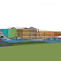 Modern School Building Complex With Glass Facades Outdoor Play Areas And Green Surroundings For Students