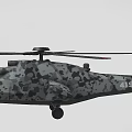 Military Style Camouflage Helicopter With Extended Main Rotors And Detailed Airframe