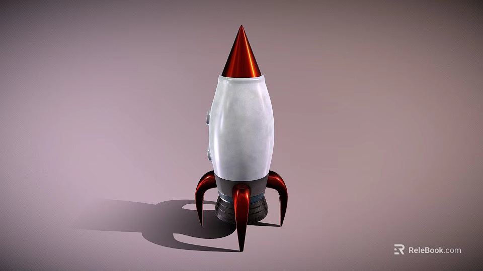 White And Red Space Rocket Model With Pointed Top And Support Legs For Space Exploration 3d model