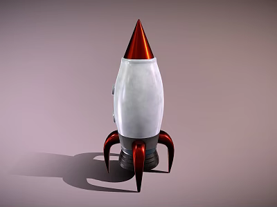 White And Red Space Rocket Model With Pointed Top And Support Legs For Space Exploration 3d model