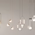 Modern Minimalist Chandeliers With Circular Ring Shaped Designs And Warm Light 3d model