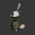 Adorable Rabbit Stuffed Toy Featuring White Ears Green Outfit Red Sash And Arms Outstretched
