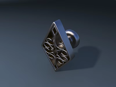 Intricate Metal Sculpture With Geometric Pattern And Circular Cutouts On Spherical Base 3d model