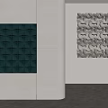 Modern Geometric 3D Wall Decor With Dark Green And Beige For White Interior Walls