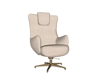 Comfortable Modern Office Chair With High Back Headrest And Gold Swivel Base 3d model