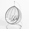 Modern Hanging Swing Chair with Metal Frame Black White and Beige Blue Comfortable Cushions