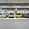 Modern Parking Lot with Various Colored Cars Parked in Organized Spaces