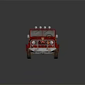Red Vintage Off Road Convertible Car With Roof Lights And Teddy Bear