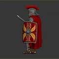 Roman Soldier With Red Feathered Helmet Armor Sword And Eagle Shield