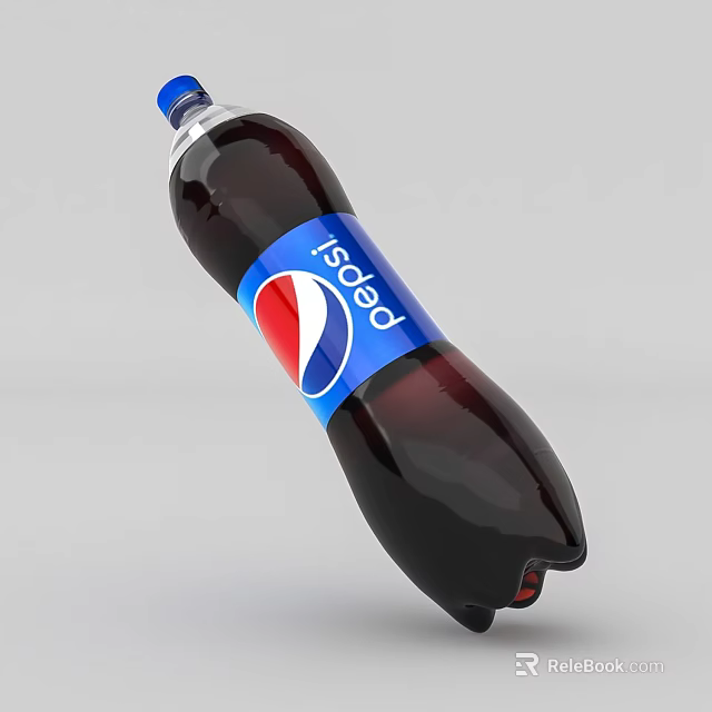 Refreshing Pepsi Beverage in Dark Brown Bottle with Blue Red Logo and Blue Cap 3d model 