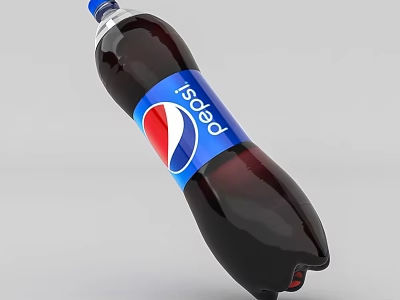 Refreshing Pepsi Beverage in Dark Brown Bottle with Blue Red Logo and Blue Cap 3d model