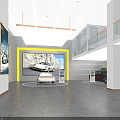 Modern Car Dealership Showroom With New Exhibition Car And Large Screen
