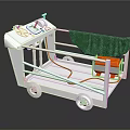 Silver Metal Wheeled Cart With Green Cover And Metal Frame Structure