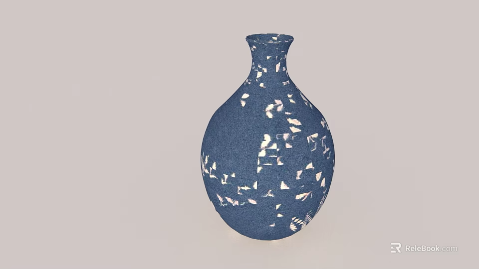 Elegant Blue Vase With White Floral Patterns For Home Decor Accent 3d model 