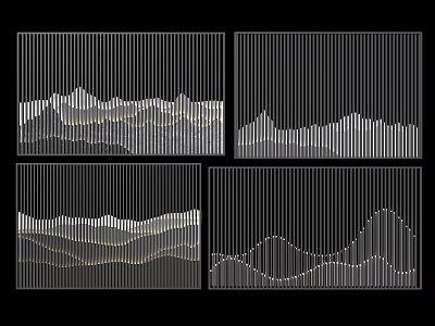 Modern Room Dividers With Geometric Line And Wave Shaped Patterns For Interior Decor 3d model