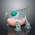 Fantasy Animal With Blue Brown Spotted Skin Large Eyes And Round Pink Belly