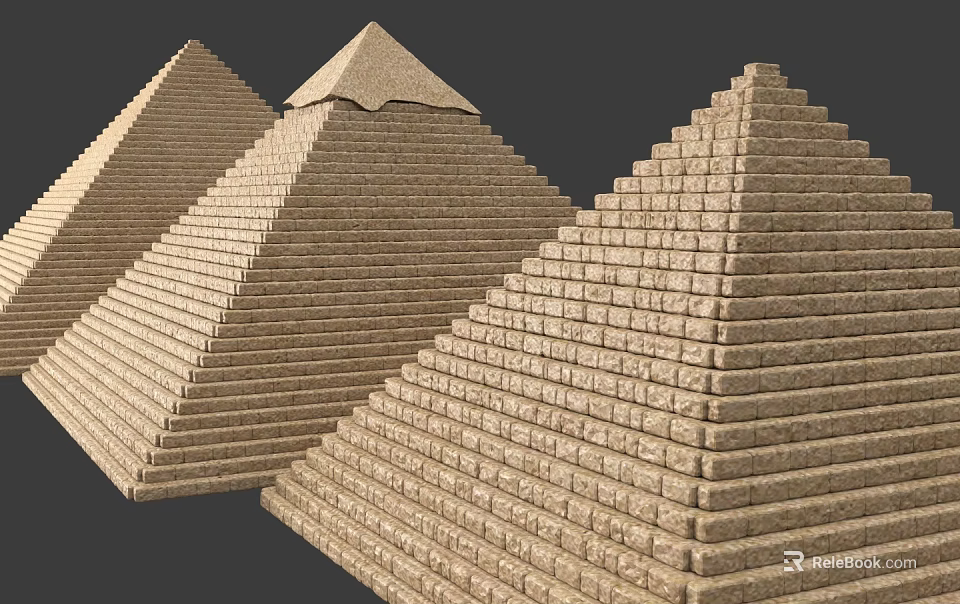 Ancient Pyramid Stone Sculptures With Layered Structure And Detailed Texture 3d model 