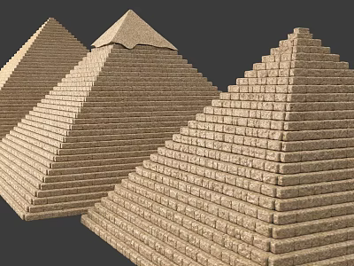 Ancient Pyramid Stone Sculptures With Layered Structure And Detailed Texture 3d model
