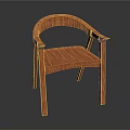Sleek Wooden Chair With Curved Armrests And Natural Wood Grain Design