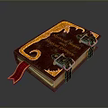 Vintage Leather Decorative Book With Metallic Clasps Red Ribbon Bookmark For Home Decor