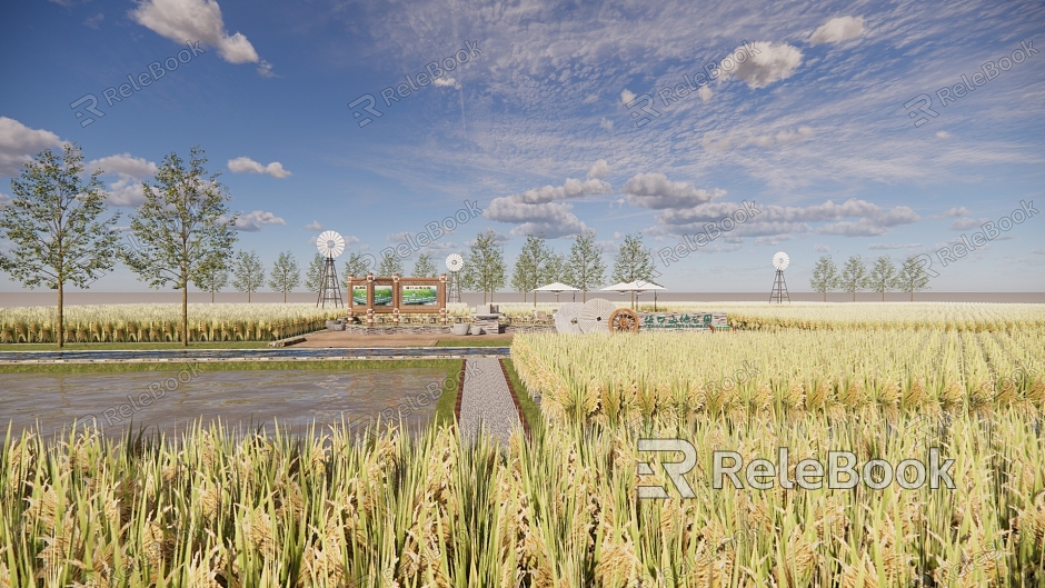 Modern paddy rural agricultural landscape model