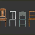 Vintage Wooden Leisure Chairs with Colorful Tones and Simple Backrest Design