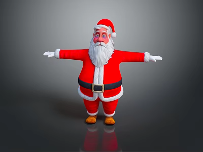 Elderly Man in Santa Claus Costume Spreading Arms with Red Hat and White Beard 3d model