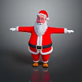 Elderly Man in Santa Claus Costume Spreading Arms with Red Hat and White Beard