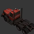 Red Vintage Classic Truck Tractor Unit With Retro Design And Old Rustic Style
