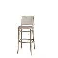 Modern Bar Stools With Black Leather And Light Woven Backrest Design