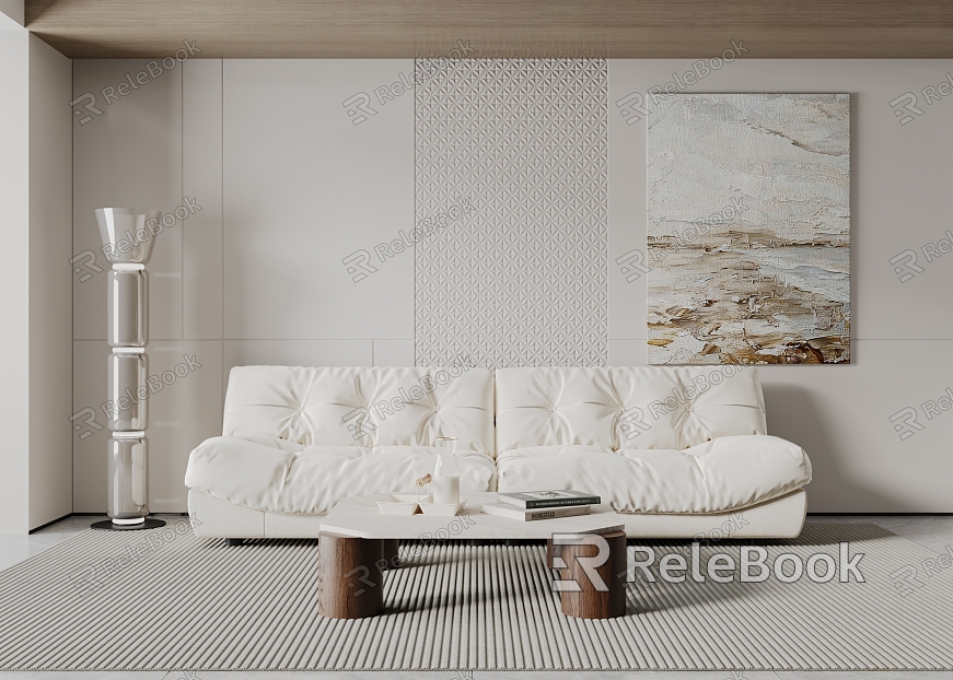 Modern double sofa sofa coffee table combination model