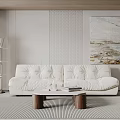Modern double sofa coffee table combination 3d model