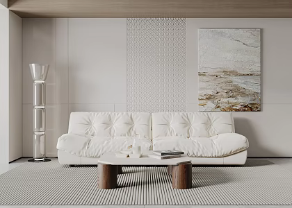 Modern double sofa coffee table combination 3d model