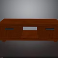 Contemporary Red Wooden TV Stand With Drawers And Open Shelf Design