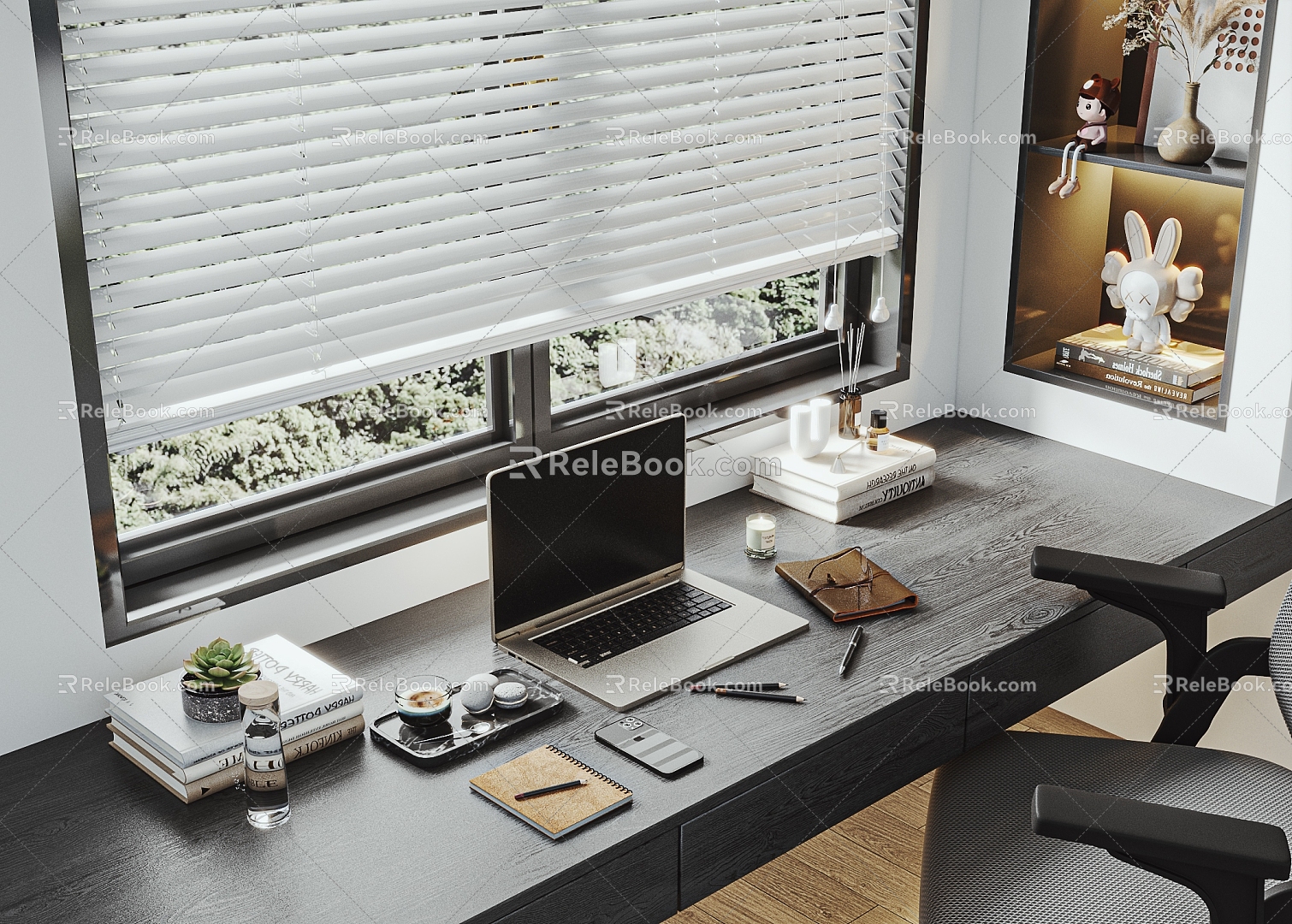 Laptop computer desk and chair combination model