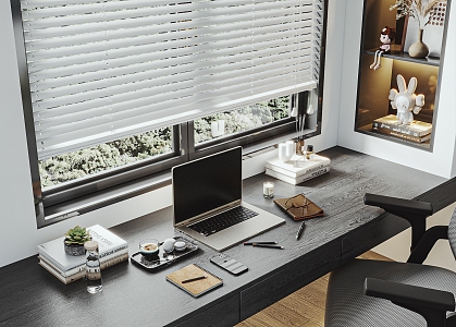 Laptop computer desk and chair combination 3d model