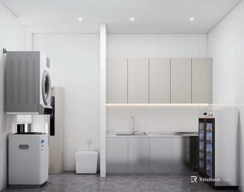 Modern Hair And Beauty Salon Interior With Styling Stations Mirrors And Equipment 3d model 