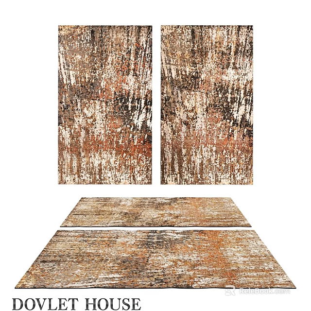 Abstract Textured Square Rug With Brown Beige Distressed Vintage Pattern 3d model 
