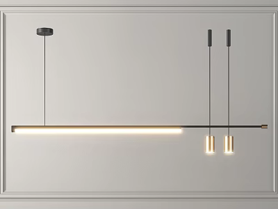 Modern Minimalist Linear Pendant Light With Metal Frame LED Lighting For Dining Room Interior 3d model