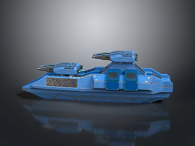 Blue Futuristic Spacecraft With Advanced Sci Fi Design And Weapon Systems 3d model