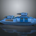 Blue Futuristic Spacecraft With Advanced Sci Fi Design And Weapon Systems