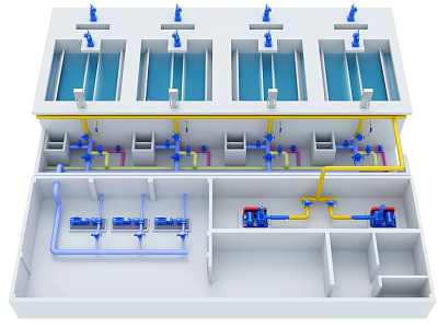 Industrial Equipment Featuring Multi Layer Structure Piping System And Mechanical Components 3d model