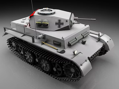 WWII Era Gray Tank With Turret Cannon Tracks And Hatch Details 3d model