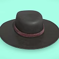 Stylish Black Wide Brimmed Hat With Red Ribbon Band Decoration