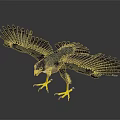 Eagle Figurine With Spread Wings Yellow Claws And Gray Black Feathers On Gray Background