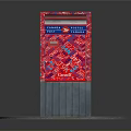 Red Patterned Postal Mailbox With Gray Concrete Base On Circular Platform