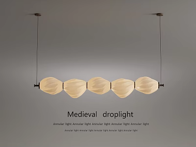 Medieval Droplight Antique Style Linear Pendant Light With Multiple Petal Shaped Shades 3d model