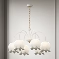 White Petal Shaped Chandelier With Gold Chain Modern Elegant Interior Lighting