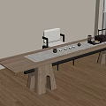 New Chinese Modern Tea Table and Chair Large Board Table Long Table Dining Table Tea Table 3d model